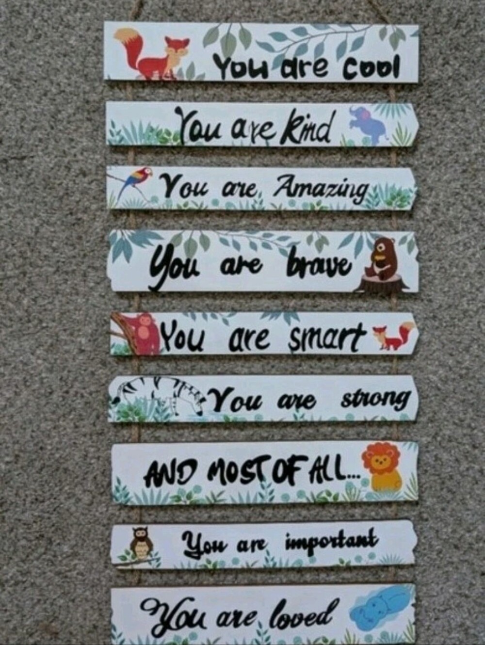 Forest Animal Sign with Affirmations Nursery Decor Wall Art
